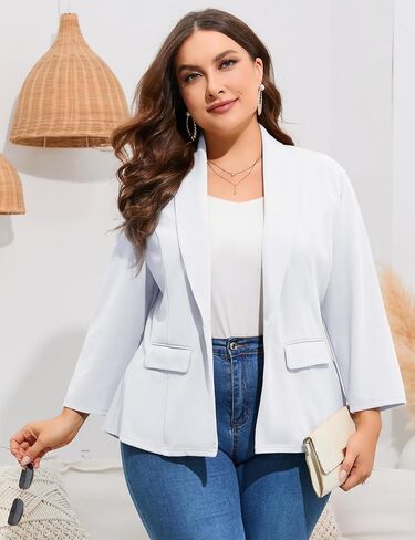 سترات نسائية كاجوال مقاس كبير من ShopWonder سترات مكتب العمل المفتوحة من الأمام مع جيوب in Kuwait