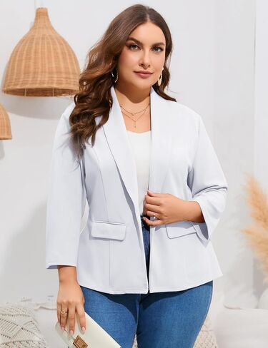 سترات نسائية كاجوال مقاس كبير من ShopWonder سترات مكتب العمل المفتوحة من الأمام مع جيوب in Kuwait