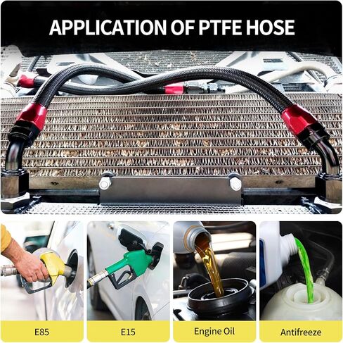 12AN Oil Cooler Hose, 3/4 inch Dia Nylon Braided high Pressure Fuel line Stainless Steel Rubber Hose, for Automotive, Marine Engine Tube Fuel System Hose - (3M/10FT), Black in Kuwait