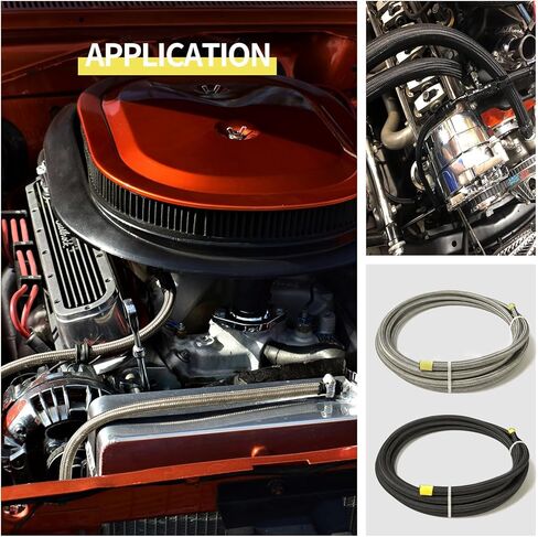 12AN Oil Cooler Hose, 3/4 inch Dia Nylon Braided high Pressure Fuel line Stainless Steel Rubber Hose, for Automotive, Marine Engine Tube Fuel System Hose - (3M/10FT), Black in Kuwait