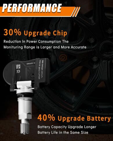 Upgraded F2GZ1A189A TPMS Sensor Fit for:-Ford F150 Explorer Fusion Edge for:-Mustang Ranger for:-Lincoln MKZ MKX Continental 2016-2021 Tire Pressure Monitoring F2GZ-1A189-A Black (Set of 4) in Saudi Arabia
