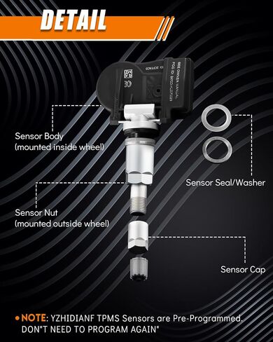 Upgraded F2GZ1A189A TPMS Sensor Fit for:-Ford F150 Explorer Fusion Edge for:-Mustang Ranger for:-Lincoln MKZ MKX Continental 2016-2021 Tire Pressure Monitoring F2GZ-1A189-A Black (Set of 4) in Saudi Arabia