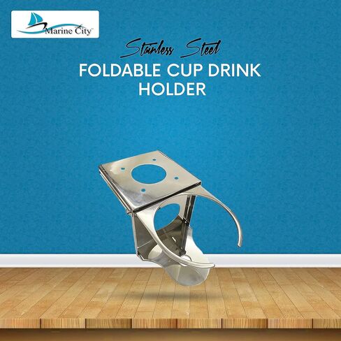 MARINE CITY 304 Grade Stainless Steel Adjustable Arms Folding Drink Cup Holder (3.26 x 3.39 Inches) for Deck Chairs – Tables – Marines – Boats – Ships – Yachts (Pack of 1) in Saudi Arabia