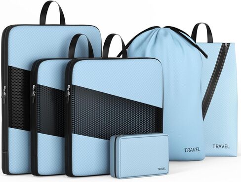 مكعبات التعبئة المضغوطة لحقائب السفر، مجموعة UNTIFUL 6 مكعبات لتنظيم السفر لأساسيات السفر in Kuwait