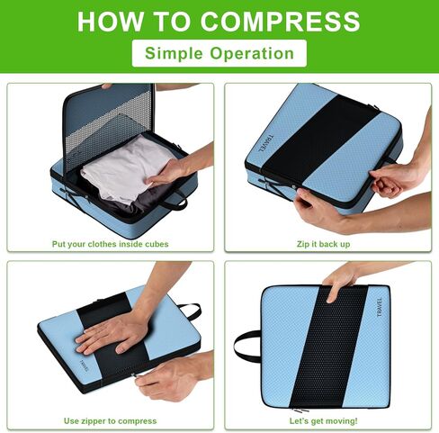 مكعبات التعبئة المضغوطة لحقائب السفر، مجموعة UNTIFUL 6 مكعبات لتنظيم السفر لأساسيات السفر in Kuwait