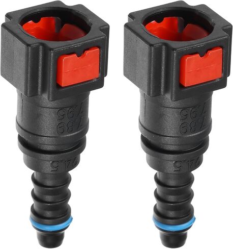 Car Fuel Line Hose Quick Release Connector Straight 5/16" 7.89mm SAE to 1/4" 6mm Disconnect Hose Plastic Red (Set of 2) in Saudi Arabia