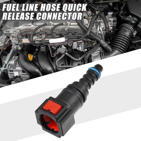 Car Fuel Line Hose Quick Release Connector Straight 5/16" 7.89mm SAE to 1/4" 6mm Disconnect Hose Plastic Red (Set of 2) in Saudi Arabia