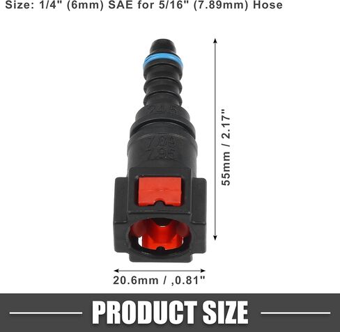 Car Fuel Line Hose Quick Release Connector Straight 5/16" 7.89mm SAE to 1/4" 6mm Disconnect Hose Plastic Red (Set of 2) in Saudi Arabia