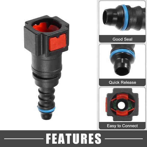 Car Fuel Line Hose Quick Release Connector Straight 5/16" 7.89mm SAE to 1/4" 6mm Disconnect Hose Plastic Red (Set of 2) in Saudi Arabia