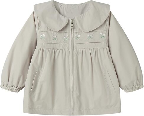 Mud Kingdom Girls Jacket Peter Pan Collar Floral Embroidery Outerwear Zipper Elastic Cuffs Tops in Kuwait