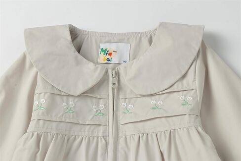 Mud Kingdom Girls Jacket Peter Pan Collar Floral Embroidery Outerwear Zipper Elastic Cuffs Tops in Kuwait