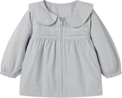 Mud Kingdom Girls Jacket Peter Pan Collar Floral Embroidery Outerwear Zipper Elastic Cuffs Tops in Kuwait