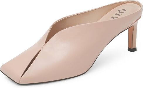 Womens Kitten Heels Square Closed Toe Stiletto Mule Heels Slip on Sandals Comfort Dress Party Pumps in Saudi Arabia