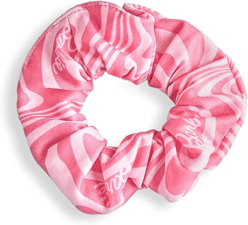 Barbie Girls Pajama Set | Childrens Wavy All Over Print Pink Short Sleeve Long Leg Graphic PJs Bundle with Scrunchie in Saudi Arabia