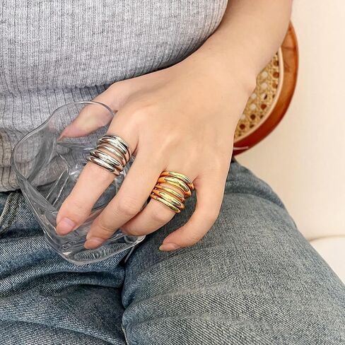 Multilaye Round Wrap Thumb Rings for Women Geometry Crossover Spiral Band Ring Gold Silver Line Stacked Finger Rings Fashion Jewelry Gifts in Kuwait