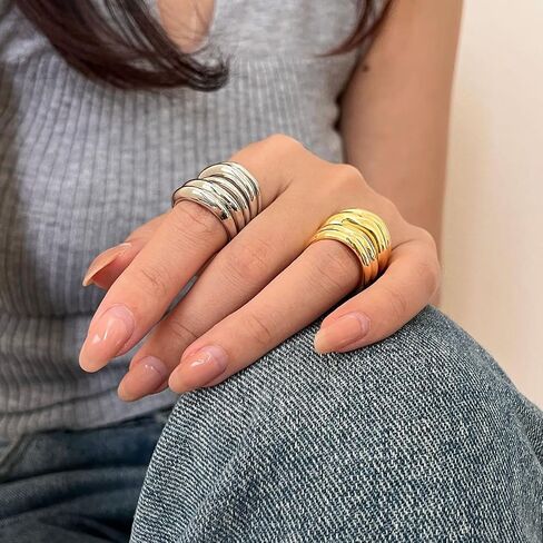 Multilaye Round Wrap Thumb Rings for Women Geometry Crossover Spiral Band Ring Gold Silver Line Stacked Finger Rings Fashion Jewelry Gifts in Kuwait