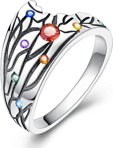 MULA S925 Sterling Silver Rings for Women Moon Star Rings Cubic Zirconia Band Ring Stackable Vintage Rings Statement Women Rings in Kuwait