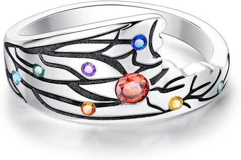 MULA S925 Sterling Silver Rings for Women Moon Star Rings Cubic Zirconia Band Ring Stackable Vintage Rings Statement Women Rings in Kuwait