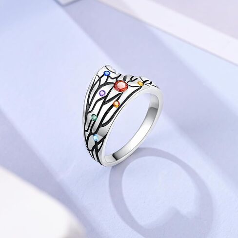 MULA S925 Sterling Silver Rings for Women Moon Star Rings Cubic Zirconia Band Ring Stackable Vintage Rings Statement Women Rings in Kuwait