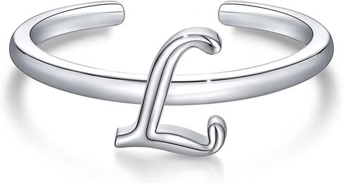 SIMPLGIRL 925 Sterling Silver Initial Ring for Women Adjustable Letter Ring Stackable A-Z Alphabet Rings Finger Rings Gifts in Saudi Arabia