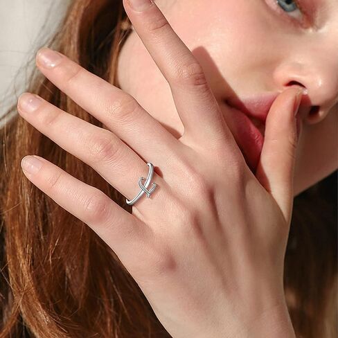 SIMPLGIRL 925 Sterling Silver Initial Ring for Women Adjustable Letter Ring Stackable A-Z Alphabet Rings Finger Rings Gifts in Saudi Arabia