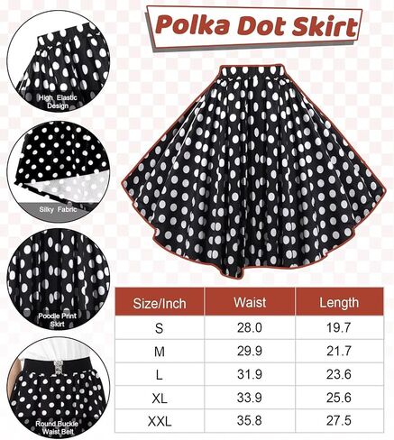 10Pcs Sock Hop Outfits Women, 1950s Poodle Skirts, T-Shirt with 50s Accessories Socks Scarf Headband Belt Earring in Kuwait
