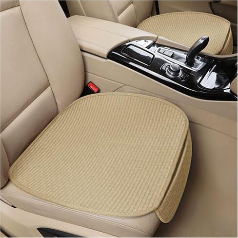 AICEL Car Seat Covers Cushion Pad, 2PCS Auto Front Seat Protector Mat, Breathable Anti-Slip Comfortable for Office and Home, Vehicle Winter Summer Accessories Fit Most Truck, SUV, Van (Beige) in Saudi Arabia