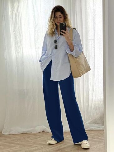 we fleece Wide Leg Pants Woman High Waist Yoga Pants with Pockets Casual Lounge Loose Dress Petitel Palazzo Sweatpants Pants in Saudi Arabia