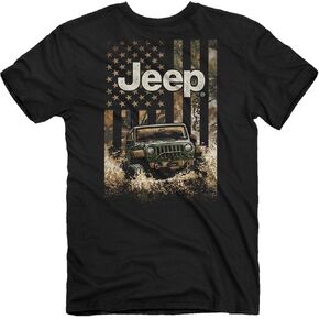 Jeep Freedom Outdoors Short Sleeve T-Shirt | American Flag, Camo, Mudding, Wrangler Rubicon Design | 100% Ringspun Cotton