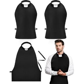 3 Pieces Clergy Tab Collar Dickey Italian Clergy Shirtfront Rabat Black Priest Collar with White Tab Collar Clerical Bib Collar for Clergy Shirt Clergy Rope Unisex for Men Women