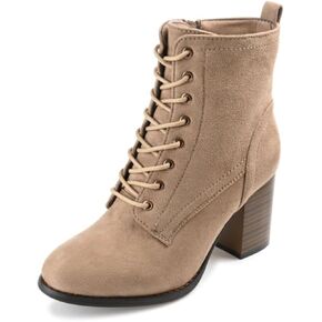 Journee Womens Baylor Lace Up Stacked Heel Booties
