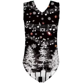 Rnyleeg Christmas Gymnastic Leotards for Girl Sleeveless Athletic Dance Bodysuit Outfit 3-14 Years