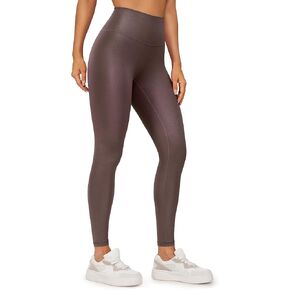 CRZ YOGA Butterluxe Matte Faux Leather Leggings for Women 28" - High Waisted Stretch Ankle Leather Pants Pleather Tights