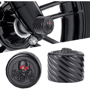 Front Axle Nut Covers for Harley, CNC Aluminum Axle Nut Caps for Herley Touring Road King Road Glide Street Glide Electra Glide Tri Glide Softail Sportster Iron Dyna Fat Boy Forty Eight (Black)