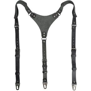 Hide & Groom - Hipster Suspenders with Adjustable Straps Handmade from Full Grain Leather - Bourbon Brown