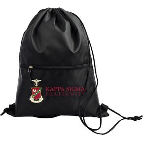 Sorority Shop Kappa Sigma Fraternity Black Drawstring Backpack, Sports Bag, Travel Carryall