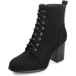Journee Womens Baylor Lace Up Stacked Heel Booties