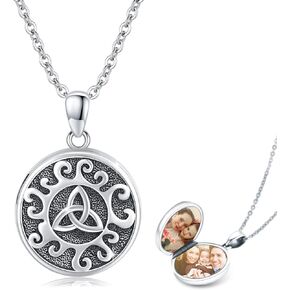 قلادة مدلاة سلتيكية من CUOKA MIRACLE تحمل صور S925 من الفضة الاسترليني العتيقة المؤكسدة للحظ السعيد الأيرلندي على شكل مثلث للنساء والرجال والأسرة in Kuwait