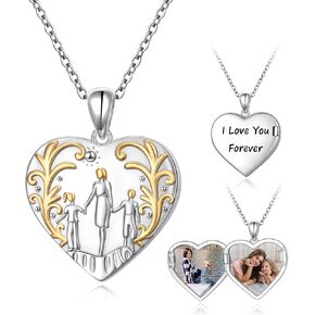 Alphm Sterling Silver Heart Shaped Locket Necklace That Holds Pictures Photo Keep Someone Near to You Keepsake Memory Jewelry for Women Mom Wife