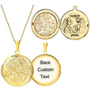 Customize Heart Locket Pendant Necklace Can Open DIY Photo Flower Carved Charm Picture Locket Necklace Titanium Stainless Steel