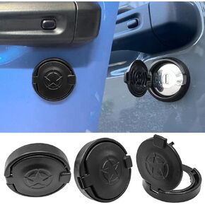 YOCTM for Jeep Car Door Keyhole Cover, Five-Point Star Protective Key Hole Covers for 2018-2024 Jeep Wrangler (JL) Gladiator (JT) Door Security Accessories Keyhole Protection, 3, Matte Black