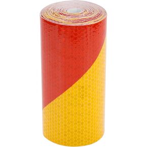شريط لاصق عالمي بطول 32.81 قدم × 5.91 بوصة، شريط مقلم لاصق للسيارات PVC باللون الأحمر والأصفر