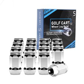 Golf Cart Wheel Lug Nuts for Yamaha/GEM, 12MMx1.25"" Size Chrome 16 PCS, Silver