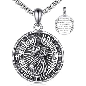 YFN Patron Saint Necklace Sterling Silver Amulet Medal Pendant Religious Protector Jewelry Gifts for Women Men