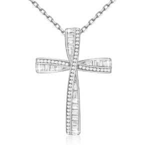 Cross Necklace for Women, 925 Sterling Silver 18K Gold Plated Cross Necklaces for Women, Cross Pendant with 5A Cubic Zirconia Diamond, Birthday Christmas Jewelry Gifts for Women Her Wife