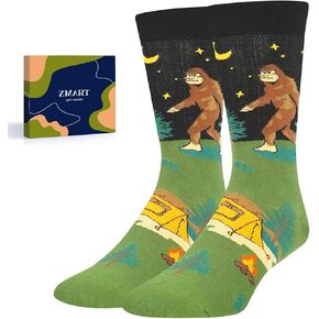 Zmart Space Gifts Cosmic Socks for Men Teens - Bigfoot socks, Sasquatch Gifts, Alien Gifts UFO Gifts for Sci-Fi Enthusiasts