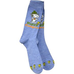 Peanuts Snoopy Happy Camper Men's Crew Socks, Blue