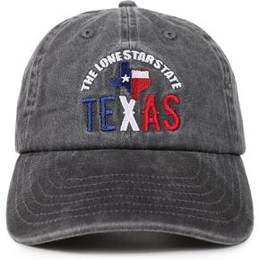 InnoBeta Texas Souvenirs Gifts for Women Men, Texas Proud Themed Adjustable Vintage Baseball Cap Washed Cotton Embroidered Hat, The Lone Star State Texas