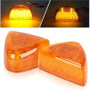 2PCS 31 Amber LED Headlights Front Turn Signal Lights, Amber Lens Parking Running Maker Lights, Replacement for Peterbilt 379 359 357 365 378 Trucks