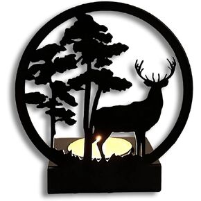 Metal Candle Holder, Personalized and Creative Candle Holder, Romantic Atmosphere Candle Holder at Night, Suitable for Desks, Living Rooms, Outdoor Decorative Ornaments (A)